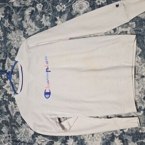 Champion White Sweatshirt with Pastel Logo